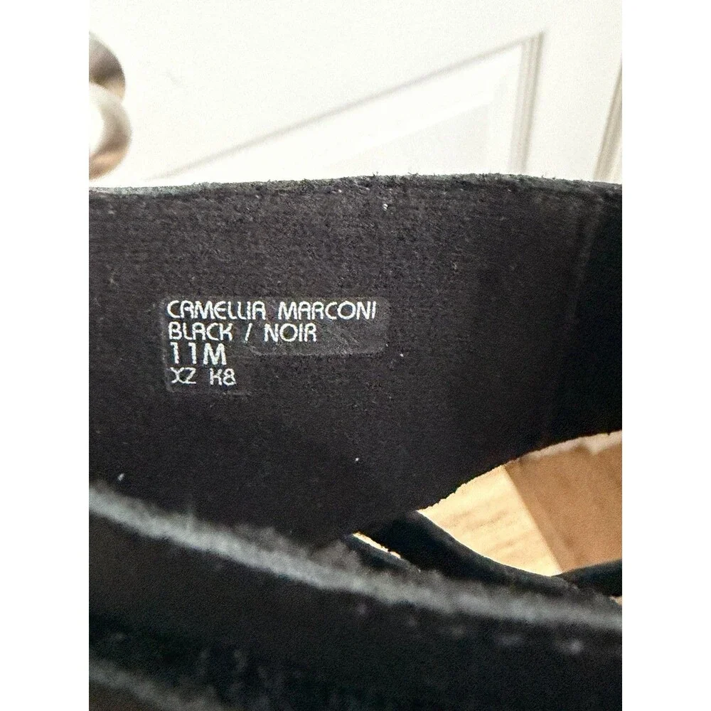 Earth Camellia Marconi Open Toe Sandals, Black Leather, Womens 11M